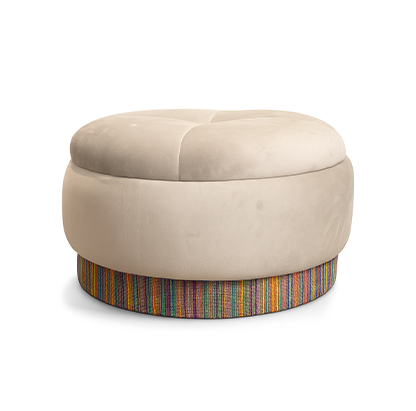 Round Pouf – Grey Fabric